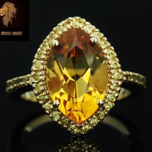 Sonia Bitton / 3.75 CT Honey Citrine & Yellow Sapphire Ring / 14K - Picture 2 of 7